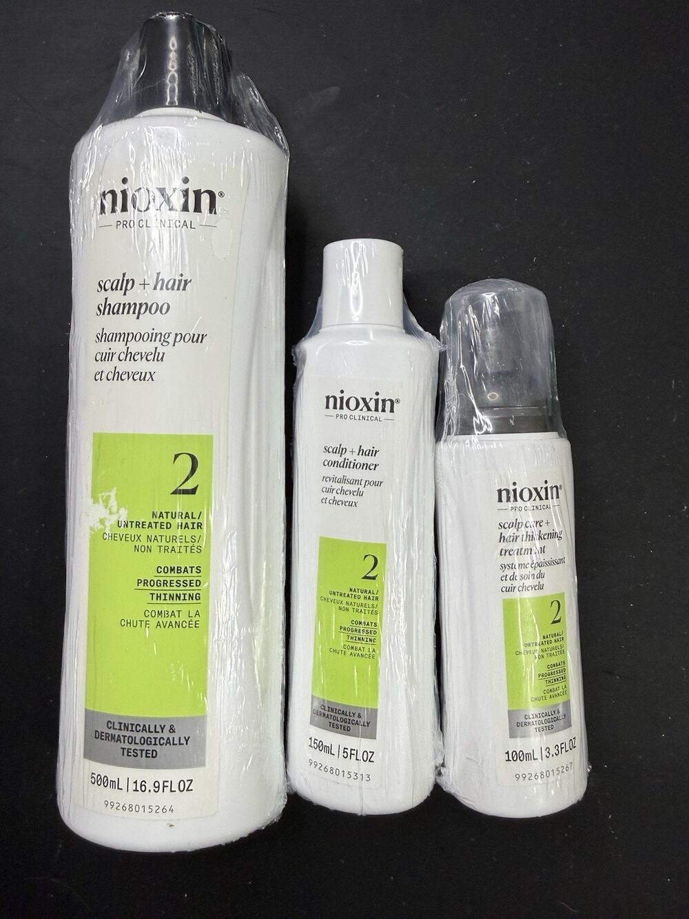 Nioxin System 2 Hair Loss Kit Shampoo Conditioner Treatment 3 Pc Set New